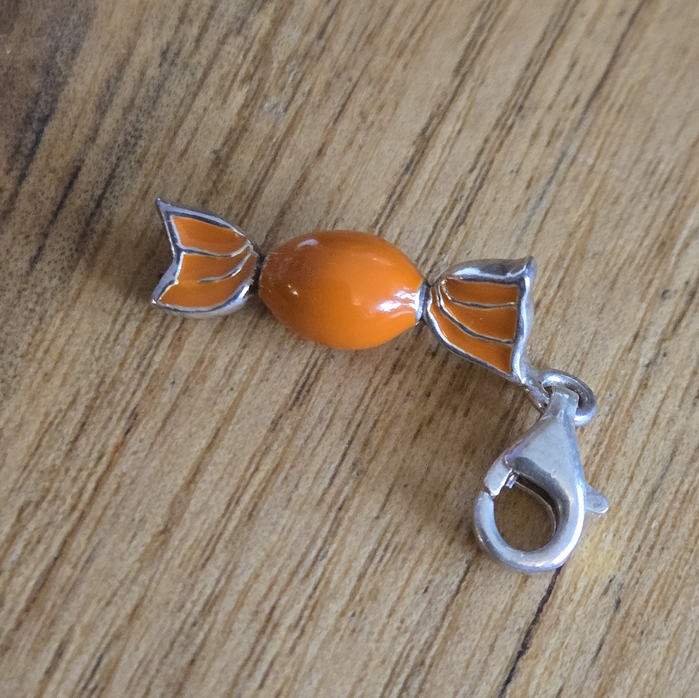 Rare Vintage Thomas Sabo Sterling Silver Orange Enamel Bon Bon Candy Charm